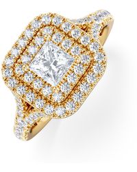 The Diamond Store - Cleopatra Lab Diamond Halo Engagement Ring - Lyst