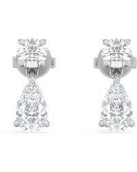 The Diamond Store - 1.50Ct Round And Pear Cut Lab Diamond Stud Earrings - Lyst