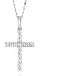 The Diamond Store - Lab Diamond Cross Pendant Necklace Claw Set 0.25Ct H/Si 9K - Lyst