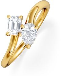 The Diamond Store - Toi Et Moi Emerald And Pear Cut Lab Diamond Ring 0.50Ct F/Vs - Lyst
