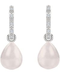 The Diamond Store - Eden 11Mm And 13Mm Oval Pearl And Lab Diamond Drop Earrings - Lyst