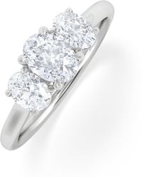 The Diamond Store - Lab Diamond 3 Stone Oval 1.00Ct Total 0.50Ct Centre Platinum Ring - Lyst