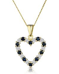 The Diamond Store - Sapphire And 0.03Ct Diamond Heart Pendant Necklace 9K - Lyst