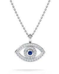 The Diamond Store - Evil Eye 0.21Ct Sapphire And Lab Diamond Pendant Necklace - Lyst