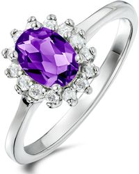 The Diamond Store - Amethyst 0.70Ct And Diamond 925 Sterling Ring - Lyst