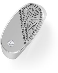 The Diamond Store - Crest 0.03Ct Lab Diamond Oblong Signet Ring - Lyst
