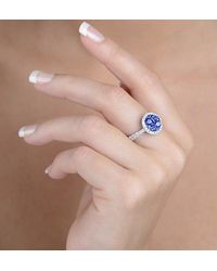 The Diamond Store - 0.84Ct Diamond 1.60Ct Sapphire And 18K Circles Ring - Lyst