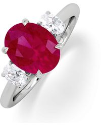 The Diamond Store - Solene 2.00Ct Oval Cut Lab Ruby And Lab Diamond 3 Stone Engagement Ring - Lyst
