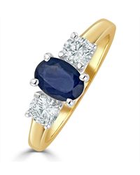 The Diamond Store - Sapphire 0.80Ct And Lab Diamonds G/Vs 0.50Ct 18K Ring Fet23-U - Lyst