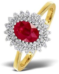 The Diamond Store - Ruby 7 X 5Mm And Diamond 9K Ring - Lyst