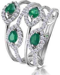 The Diamond Store - Emerald And Lab Diamond Halo Statement Ring 9Kw - Lyst