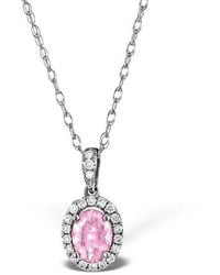 The Diamond Store - Sapphire 7 X 5Mm And Diamond 18K Pendant Necklace - Lyst