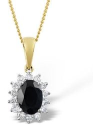The Diamond Store - Sapphire 7 X 5Mm And Diamond 18K Pendant Necklace - Lyst