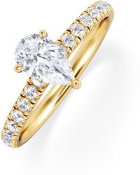 The Diamond Store - Amora Pear 0.97Ct Hidden Halo Lab Diamond Engagement Ring With Side Stones Set - Lyst