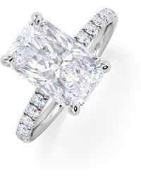 The Diamond Store - Amora Radiant 3.00Ct Hidden Halo Lab Diamond Engagement Ring With Side Stones Set - Lyst