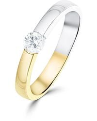 The Diamond Store - Two Tone Single Stone Diamond Ring 0.20Ct - Lyst