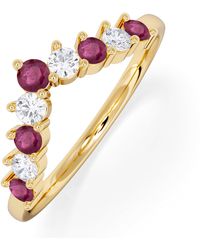The Diamond Store - Starlit Ruby And Lab Diamond Wishbone Ring - Lyst