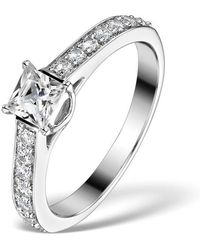 The Diamond Store - Sidestone Engagement Ring Seraphina 0.95Ct Vs2 Princess Diamond 18Kw - Lyst