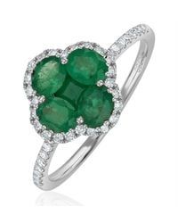 The Diamond Store - Alegria 1.06Ct Emerald And Lab Diamond Ring - Lyst