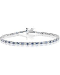 The Diamond Store - Sapphire And 1Ct Lab Diamond Tennis Bracelet - Lyst