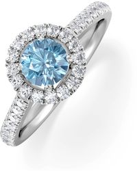 The Diamond Store - Halo Aquamarine 0.50Ct And Diamond 18K Ring - Lyst