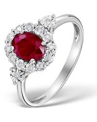 The Diamond Store - Ruby 7 X 5Mm And Diamond 9K Ring - Lyst