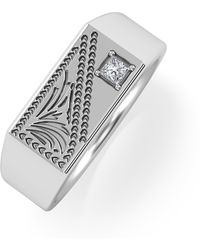 The Diamond Store - Crest 0.03Ct Lab Diamond Rectangle Signet Ring - Lyst