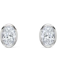 The Diamond Store - Bezel Set 1.00Ct Oval Cut Lab Diamond Stud Earrings - Lyst