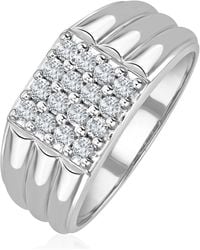 The Diamond Store - Lab Diamond Encrusted 0.50Ct H/Si Signet Ring - Lyst