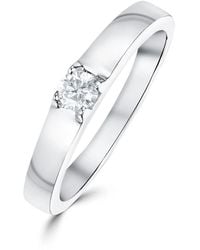 The Diamond Store - Solitaire Ring 0.11Ct Diamond 9K Size J 1/2 - Lyst