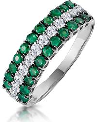 The Diamond Store - Emerald And Diamond Triple Row Asteria Eternity Ring - Lyst