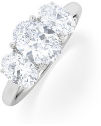 The Diamond Store - Lab Diamond 3 Stone Oval 2.00Ct Total 1.00Ct Centre Platinum Ring - Lyst