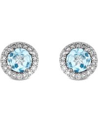 The Diamond Store - Stellato 0.75Ct Round Cut Topaz And Lab Diamond Halo Stud Earrings - Lyst