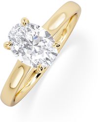 The Diamond Store - Amora Oval 1.00Ct Hidden Halo Lab Diamond Engagement Ring F/Vs1 Set - Lyst