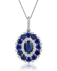 The Diamond Store - 1.40Ct Sapphire Asteria Diamond Halo Pendant Necklace 18K - Lyst
