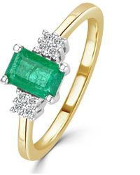 The Diamond Store - Emerald 0.65Ct And Diamond 9K Ring - Lyst