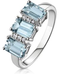 The Diamond Store - Aquamarine 1.65Ct And Diamond 9K Ring - Lyst