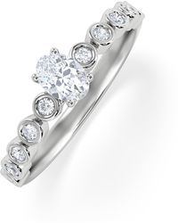 The Diamond Store - Entwine 0.30Ct Oval Cut Lab Diamond Solitaire Engagement Ring With Side Stones - Lyst