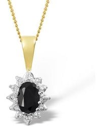 The Diamond Store - Sapphire 6 X 4Mm And Diamond 9K Pendant Necklace - Lyst