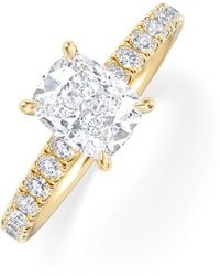 The Diamond Store - Amora 1.00Ct Elongated Cushion Cut Lab Diamond Hidden Halo Engagement Ring With Side Stones - Lyst
