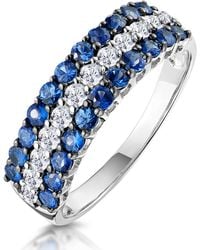 The Diamond Store - Sapphire And Diamond Triple Row Asteria Eternity Ring 18K - Lyst
