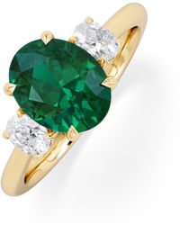 The Diamond Store - Solene 2.00Ct Oval Lab Emerald And Lab Diamond 3 Stone Engagement Ring - Lyst