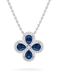 The Diamond Store - Bloom 3.40Ct Lab Sapphire And Lab Diamond Necklace - Lyst
