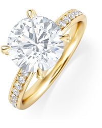 The Diamond Store - Origin 3.30Ct Round Cut Lab Diamond Solitaire Engagement Ring With Side Stones - Lyst