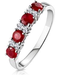 The Diamond Store - Ruby 0.66Ct And Diamond 9K Ring - Lyst