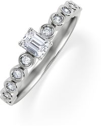 The Diamond Store - Entwine 0.30Ct Emerald Cut Lab Diamond Solitaire Engagement Ring With Side Stones - Lyst