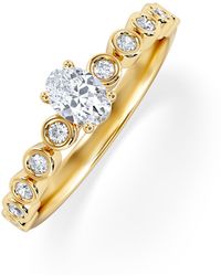 The Diamond Store - Entwine 0.30Ct Oval Cut Lab Diamond Solitaire Engagement Ring With Side Stones - Lyst