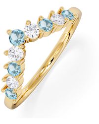 The Diamond Store - Starlit Topaz And Lab Diamond Wishbone Ring - Lyst