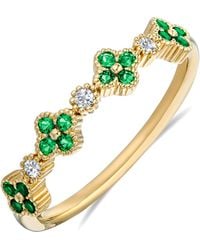 The Diamond Store - Alegria 4 Clover Lab Emerald Ring 0.18Ct - Lyst