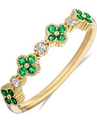 The Diamond Store - Alegria 4 Clover Lab Emerald Ring 0.18Ct - Lyst